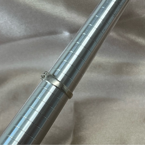 Sterling Silver 925 Engraved Scroll Work Ring Band Size 8.5 Dainty Boho Style - Picture 12 of 14